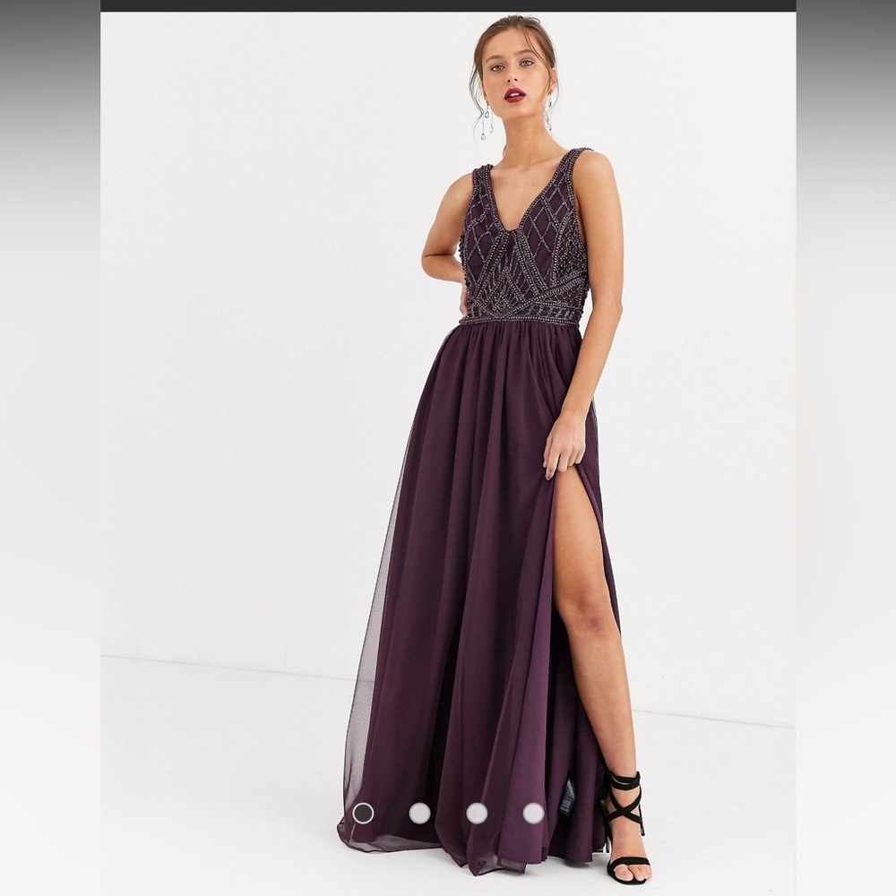 ASOS DESIGN maxi dress with tulle skirt and embellished and pearl bodice